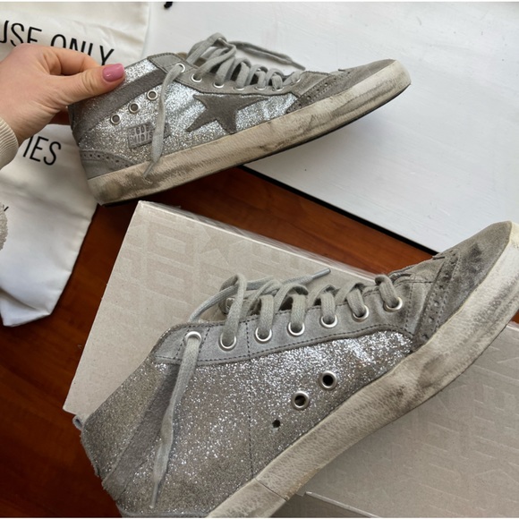 Silver sparkly Golden Goose Midstar sneakers - Picture 6 of 9